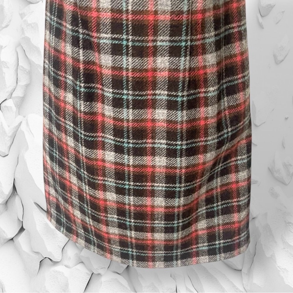 Boden British Tweed by Moon Plaid Dress Size US 6R UK 10R Brown Pink - Picture 4 of 16